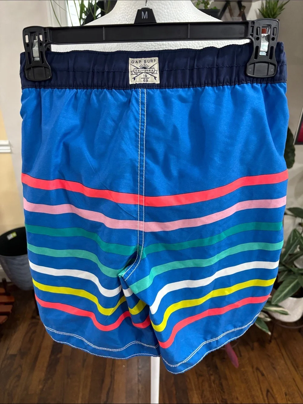 Gap Boys Blue Striped Swim Trunks size M